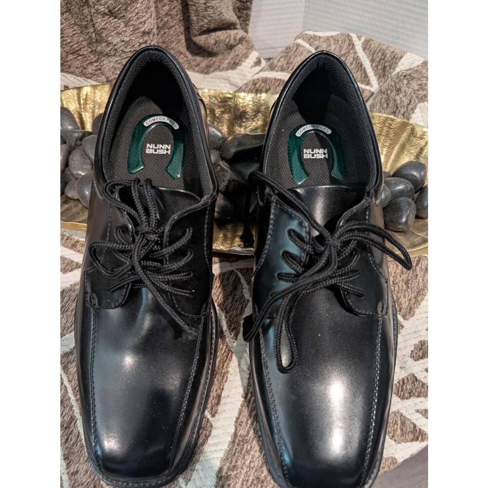 Nun Bush, Marcell,  Black Leather Mens Dress Shoes